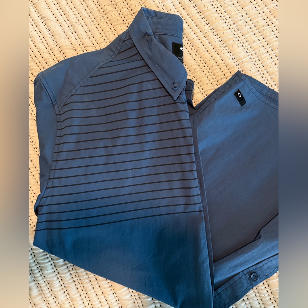 Oakley Blue Striped Button-Up Shirt